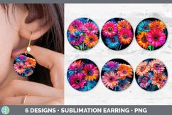 Bundle of six Alcohol Ink Gerbera Daisys Round Earrings designs.