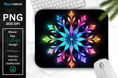 Neon Glowing Rainbow Snowflake Mouse Pad Product Image 1