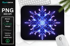 Neon Glowing Indigo Snowflake Mouse Pad Product Image 1