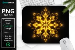 Neon Glowing Yellow Snowflake Mouse Pad Product Image 1