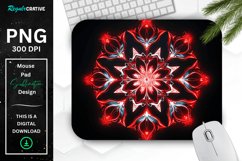 Neon Glowing Red Snowflake Mouse Pad Product Image 1