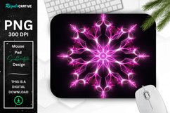 Neon Glowing Magenta Snowflake Mouse Pad Product Image 1