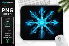 Neon Glowing Cyan Snowflake Mouse Pad Product Image 1
