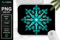 Neon Glowing Teal Snowflake Mouse Pad Product Image 1