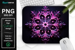 Neon Glowing Magenta Snowflake Mouse Pad Product Image 1
