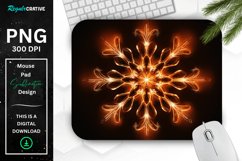 Neon Glowing Orange Snowflake Mouse Pad Product Image 1