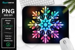Neon Glowing Rainbow Snowflake Mouse Pad Product Image 1