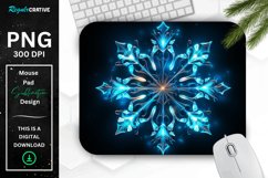Neon Glowing Blue Snowflake Mouse Pad Product Image 1
