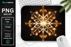 Neon Glowing Gold Snowflake Mouse Pad Product Image 1