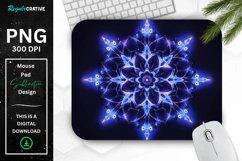 Neon Glowing Indigo Snowflake Mouse Pad Product Image 1