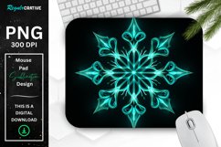 Neon Glowing Teal Snowflake Mouse Pad Product Image 1