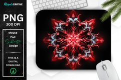 Neon Glowing Red Snowflake Mouse Pad Product Image 1