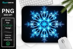 Neon Glowing Blue Snowflake Mouse Pad Product Image 1