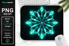 Neon Glowing Cyan Snowflake Mouse Pad Product Image 1