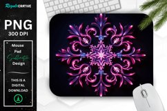 Neon Glowing Magenta Snowflake Mouse Pad Product Image 1