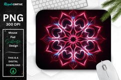 Neon Glowing Maroon Snowflake Mouse Pad Product Image 1
