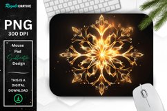 Neon Glowing Gold Snowflake Mouse Pad Product Image 1