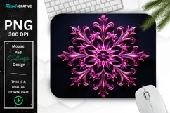 Neon Glowing Magenta Snowflake Mouse Pad Product Image 1