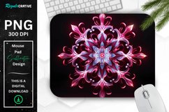 Neon Glowing Maroon Snowflake Mouse Pad Product Image 1