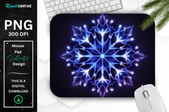 Neon Glowing Indigo Snowflake Mouse Pad Product Image 1