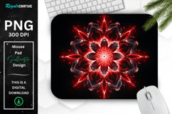 Neon Glowing Red Snowflake Mouse Pad Product Image 1