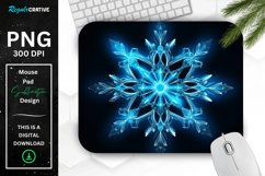 Neon Glowing Blue Snowflake Mouse Pad Product Image 1