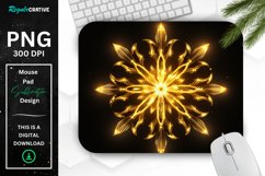 Neon Glowing Yellow Snowflake Mouse Pad Product Image 1