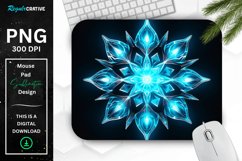 Neon Glowing Cyan Snowflake Mouse Pad Product Image 1