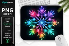 Neon Glowing Rainbow Snowflake Mouse Pad Product Image 1