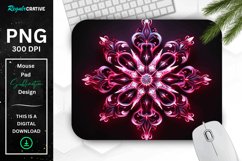 Neon Glowing Maroon Snowflake Mouse Pad Product Image 1