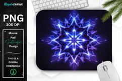 Neon Glowing Indigo Snowflake Mouse Pad Product Image 1