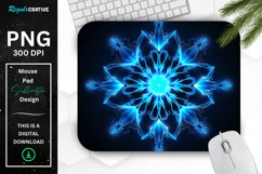 Neon Glowing Blue Snowflake Mouse Pad Product Image 1