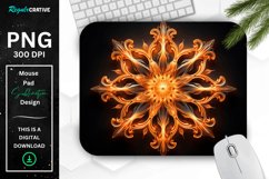 Neon Glowing Orange Snowflake Mouse Pad Product Image 1