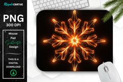 Neon Glowing Orange Snowflake Mouse Pad Product Image 1