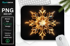 Neon Glowing Gold Snowflake Mouse Pad Product Image 1