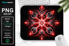 Neon Glowing Red Snowflake Mouse Pad Product Image 1