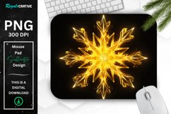 Neon Glowing Yellow Snowflake Mouse Pad Product Image 1