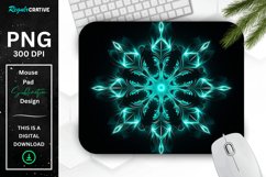 Neon Glowing Teal Snowflake Mouse Pad Product Image 1