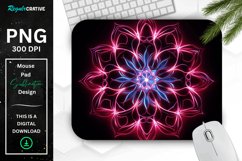 Neon Glowing Maroon Snowflake Mouse Pad Product Image 1
