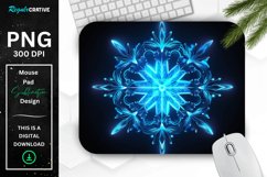 Neon Glowing Blue Snowflake Mouse Pad Product Image 1