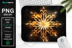 Neon Glowing Gold Snowflake Mouse Pad Product Image 1