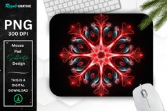 Neon Glowing Red Snowflake Mouse Pad Product Image 1