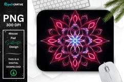 Neon Glowing Maroon Snowflake Mouse Pad Product Image 1
