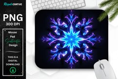 Neon Glowing Indigo Snowflake Mouse Pad Product Image 1