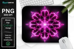 Neon Glowing Magenta Snowflake Mouse Pad Product Image 1