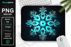 Neon Glowing Cyan Snowflake Mouse Pad Product Image 1