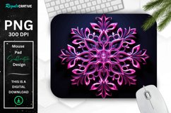Neon Glowing Magenta Snowflake Mouse Pad Product Image 1