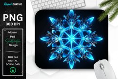 Neon Glowing Blue Snowflake Mouse Pad Product Image 1