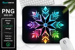 Neon Glowing Rainbow Snowflake Mouse Pad Product Image 1