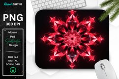 Neon Glowing Red Snowflake Mouse Pad Product Image 1